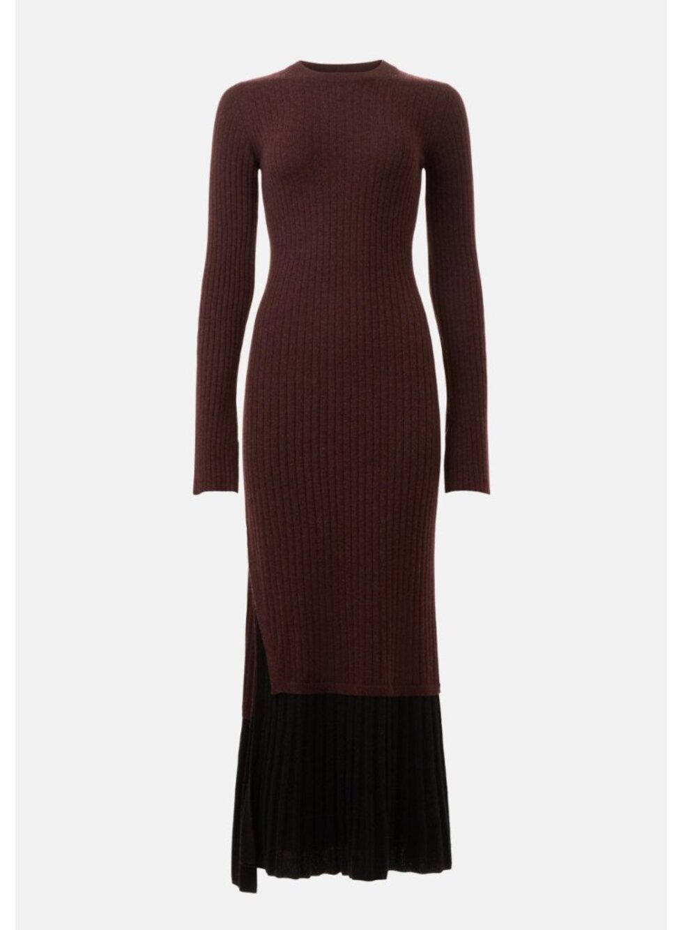 NAADAM Cashmino Layered Crew Neck Dress Brown Small